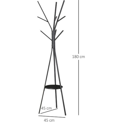 HOMCOM Perchero de Pie de Bambú Perchero para Ropa con Estantes de  Almacenamiento y Varilla Colgante 90x30x145 cm Natural