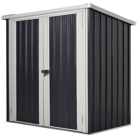 Cobertizo de jardín de exterior 1,26 m² 147x86x134 cm caseta de metálico con 2 puertas y cerradura para almacenamiento de herramientas negro