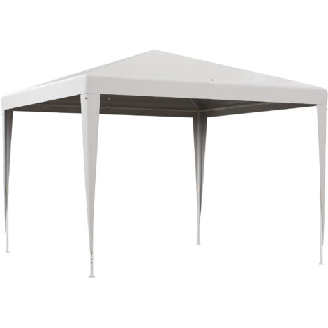 Outsunny carpa desmontable de jardín 3x3 m gazebo cenador para exteriores con 4 orificios de drenaje y tubo de acero para bodas camping fiestas blanco