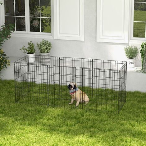 PawHut parque de juegos para perros 8 paneles 76x61 cm plegables jaula  metálica para mascotas con