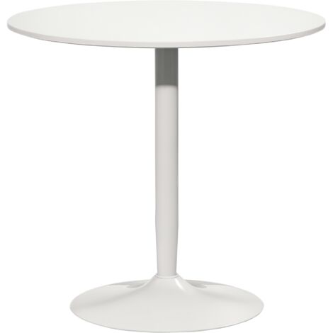 HOMCOM mesa de comedor redonda mesa de cocina moderna para 2 personas con base de acero y almohadilla antideslizante para salón Ø80x75 cm blanco