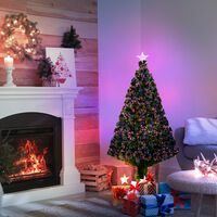 Árbol de Navidad de Fibra Óptica 120cm Multicolor con Base de Soporte - VERDE con luces de fibra optica multicolor