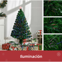 Árbol de Navidad de Fibra Óptica 120cm Multicolor con Base de Soporte - VERDE con luces de fibra optica multicolor