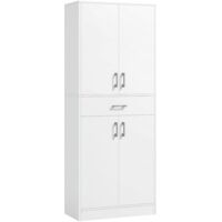 HOMCOM alacena de cocina mueble de cocina con 4 puertas 1 cajón y estantes ajustables antivuelco armario de cocina moderno 70,8x34x180 cm