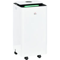 HOMCOM deshumidificador eléctrico 10L/día depósito de agua 2,5L silencioso con 5 modos 2 velocidades pantalla LED temporizador 25x25x50,5 cm