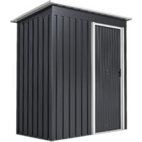 Outsunny cobertizo de jardín exterior 1,16 m² 163x89x182cm caseta metálica para herramientas con puerta corredera y techo inclinado para terraza patio