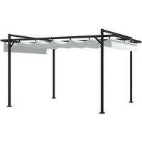 Outsunny pérgola 3x4 m gazebo cenador de jardín con techo retráctil de poliéster y 12 orificios de drenaje pérgola para patio terraza exterior