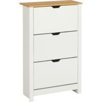 HOMCOM zapatero blanco estrecho armario zapatero alto con 3 cajones abatibles para 18 pares de zapatos para pasillo entrada 72x26x112 cm