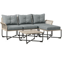 Conjunto de jardín de ratán sintético juego de 5 piezas muebles de jardín con 2 sofás esquineras 1 sofá de exterior 1 taburete 1 mesa de centro