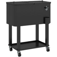 Carro de bebidas refrigerado 56L carro nevera con ruedas abrebotellas y estante para patio fiesta terraza 67x35x80 cm