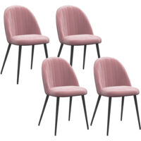 Pack de 4 Sillas de Comedor Modernas Sillas de Cocina Tapizada en Terciopelo con Respaldo Alto y Patas de Acero para Sala de Estar 50x52x83 cm Rosa