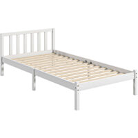 Marco de cama de madera estructura de cama somier con cabecera para colchón 90x190 cm carga 120 kg 198x96x70 cm blanco