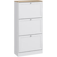 Mueble zapatero de recibidor armario zapatero moderno con 3 cajones abatibles y estantes ajustables para 18 pares de zapatos 60x23,5x115 cm blanco