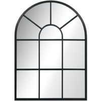 Espejo decorativo de pared 50x70 cm espejo de ventana de metal para salón dormitorio entrada estilo moderno negro