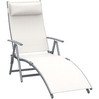 Tumbona plegable tumbona de jardín con respaldo ajustable en 7 niveles almohada y reposabrazos carga 165 kg para piscina terraza 137x63,5x100,5 cm
