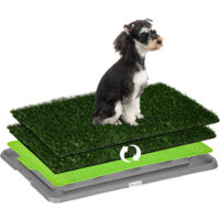 Inodoro para perros con 2 céspedes artificiales arenero para perros con rejilla y bandeja para entrenamiento de cachorros 67x41x3,5 cm verde