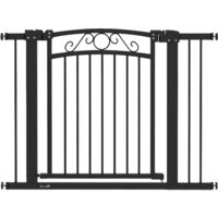 PawHut barrera para perros puerta para perros con ancho ajustable 76-104 cm 2 extensiones y doble bloqueo negro