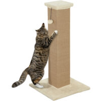 PawHut poste rascador para gatos altura 81 cm rascador para gatos arañador para gatos con poste de yute y bola colgante 41x41x81 cm beige