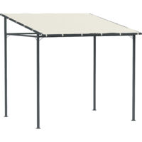 Outsunny pérgola de pared 2,4x2,4 m cenador de jardín con techo inclinado protección UV 30+ impermeable y marco de metal para patio terraza crema