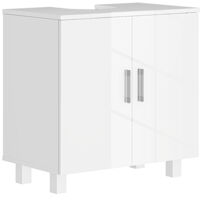 HOMCOM mueble para debajo del lavabo mueble de lavabo con pie con 2 puertas 2 estantes y sistema antivuelco para cuarto baño 60x35x60 cm blanco