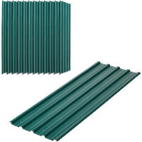 Outsunny juego de 12 paneles para tejado de acero galvanizado 7m² para caseta de herramientas cobertizo exterior 129x45cm verde
