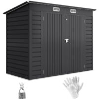 Outsunny caseta de jardín exterior 2,7m² 249x121x183 cm cobertizo de jardín exterior con doble puerta 2 ventilaciones y pestillo gris