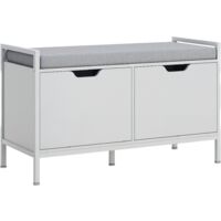 Banco zapatero mueble zapatero con asiento cojín extraíble para 4 pares de zapatos banco zapatero para entrada recibidor pasillo 84x35x50 cm blanco