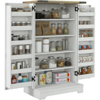 HOMCOM armario despensa cocina armario de cocina con 2 puertas y 16 estantes alacena rústica con estantes ajustables 60x40x104 cm crema