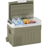 Outsunny nevera portátil eléctrica 30L refrigerador de coche -20℃ a +20 ℃ 12V/24 V con ruedas compresor pantalla led táctil para hogar 61x39x41,5 cm