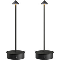 HOMCOM juego de 2 lámparas de mesa recargables por USB, regulables con control táctil, 3000K/4500K/6000K, luz LED, para dormitorio, salón, negro