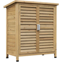 Cobertizo de Almacenamiento de Madera para Jardín 87x46,5x96,5cm con 2 Estantes Interiores 2 puertas de Buena Ventilación Techo Inclinado Exterior