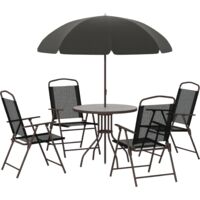 Conjunto Muebles Jardin 4 Sillas Mesa de Comedor Redonda Sombrilla Parasol