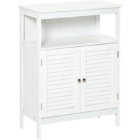 Armario de Baño Auxiliar con 2 Puertas de Persianas Estantes 60x30x81,6 cm Blanco