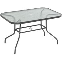 Mesa de Jardín Exterior Rectangular de Metal Orificio para Sombrilla 120x80x70cm