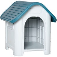 Caseta para Perros Mini Uso Interior y Exterior 59x75x66 cm Azul y Gris