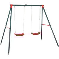 Columpio Doble para Niños +3 Años con Cuerdas Ajustables Carga 40kg Exterior