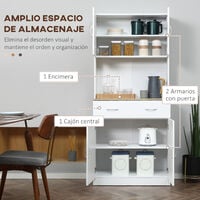 HOMCOM Armario Alacena de Cocina con Cajón 4 Puertas y Estantes Interiores  Ajustables Mueble Auxiliar de Almacenaje Moderno para Comedor Salón  80x40x180 cm Blanco : : Hogar y cocina