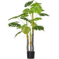 Planta artificial monstera en maceta altura 120 cm árbol tropical decorativo con 20 hojas para hogar salón dormitorio