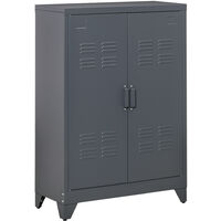 HOMCOM armario de almacenamiento aparador de metal con doble puerta y 2 estantes ajustables para oficina salón dormitorio 75x33x110 cm gris