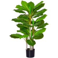 Árbol Artificial 95 cm con 33 Hojas Realistas en Maceta de Cemento Planta Falsa Perenne Interior para Decoración en Salón Oficina