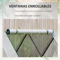 Invernadero de Jardín Pequeño 127x95x92 cm Tipo Caseta con Arriate de Acero  Interior Ventana Enrollable y Cubierta de PE 140 g/m² Blanco Outsunny