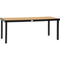 Mesa de Jardín Rectangular Mesa de Comedor Exterior para 8 Personas con Encimera de Listones y Estructura de Aluminio para Terraza Balcón 190x90x74 cm