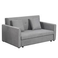 Sofá Cama de 2 Plazas Tapizado en Poliéster con 2 Cojines Desmontables Reposabrazos Base de Almacenaje Sofá Doble Moderno Salón Oficina 152x101x81cm