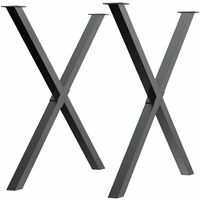 Conjunto de 2 Patas para Mesa Estilo Industrial 80x72 cm en Forma de X Patas de Muebles de Acero para Soporte con Protectores Tornillos de Montaje