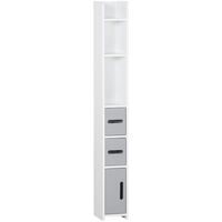 kleankin armario alto de baño con 3 puertas y 3 estantes abiertos columna auxiliar de baño para salón aseo dormitorio estilo moderno 15x17x120 cm