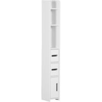 kleankin armario alto de baño con 3 puertas y 3 estantes abiertos columna auxiliar de baño para salón aseo dormitorio estilo moderno 15x17x120 cm