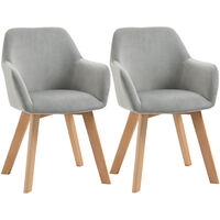 Pack de 2 sillas de comedor sillas de cocina tapizado en terciopelo con respaldo reposabrazos y patas de madera carga 120 kg 54x57x80 cm gris