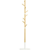 HOMCOM perchero de pie de bambú perchero de pasillo moderno con 8 ganchos para ropas bolsas perchero de árbol para entrada dormitorio Ø37,8x175,6 cm