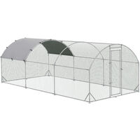 PawHut gallinero para exterior 5,7x2,8x1,97m jaula para 12-18 gallinas de  acero galvanizado con techo de tela Oxford corral y cerradura