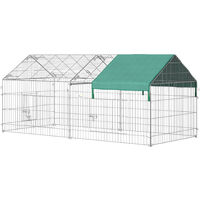 PawHut jaula recinto para animales pequeños 220x103x103cm jaula para conejos corral con 2 puertas y protección contra solar para exterior jardín patio